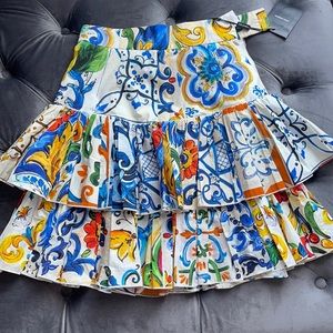 Dolce & Gabbana Multicolor Ruffled Cotton Skirt